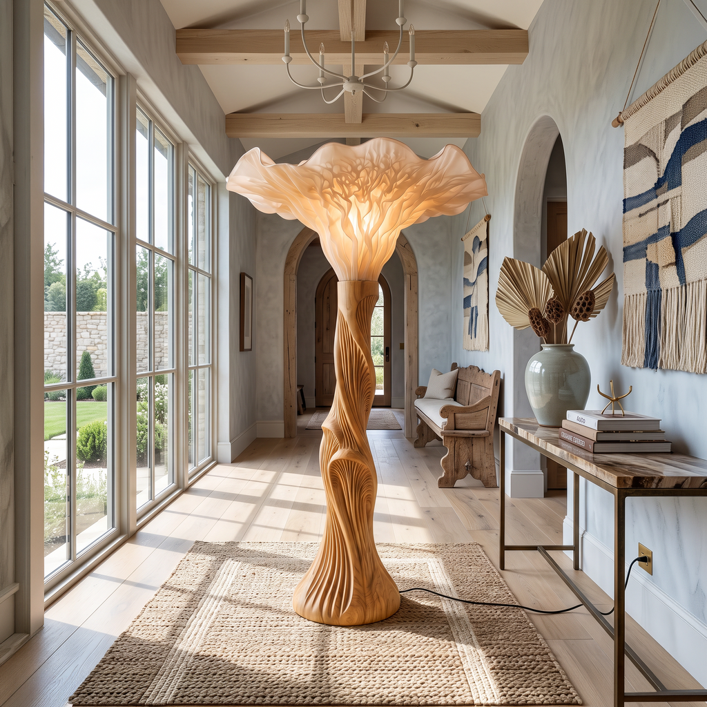 Boho Floor Lamp Blooming Mushroom Shade Reading Nook - view 3