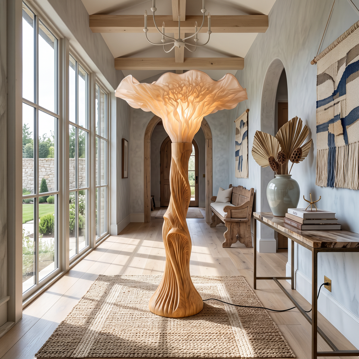 Boho Floor Lamp Blooming Mushroom Shade Reading Nook - view 3