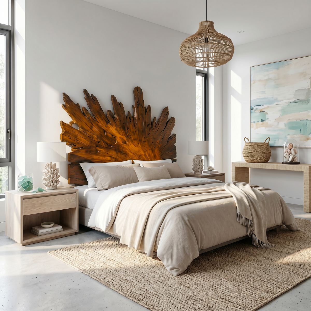 Art Deco Sunburst Headboard Wooden Bed Headboard For Bedroom - view 3