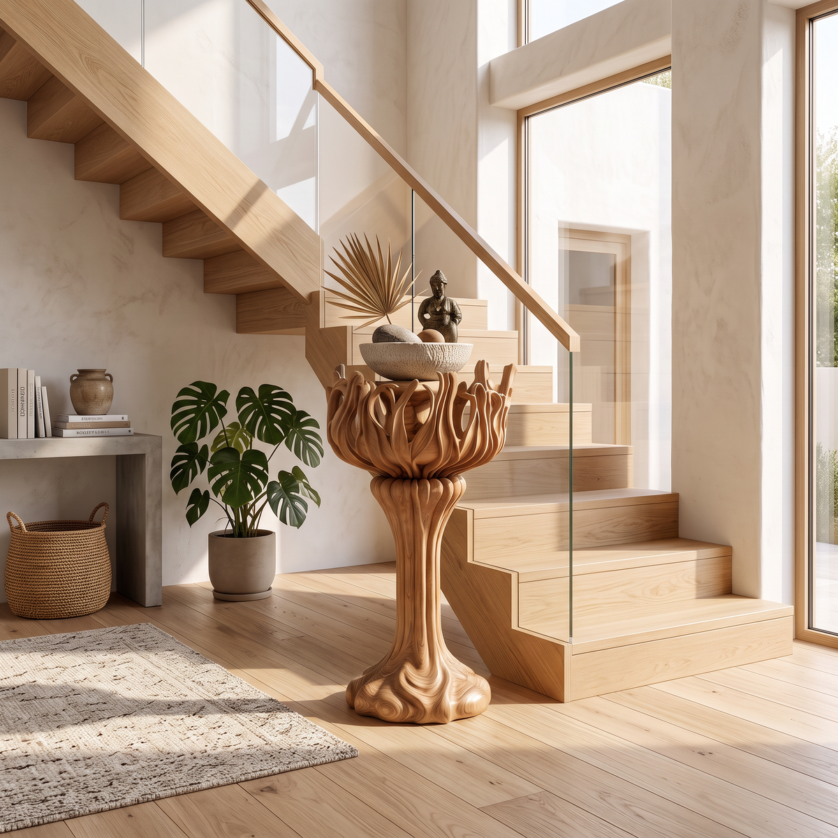 Contemporary Tree Shaped Plant Stand With Sculptural Form For Entryway And Sunroom - view 3