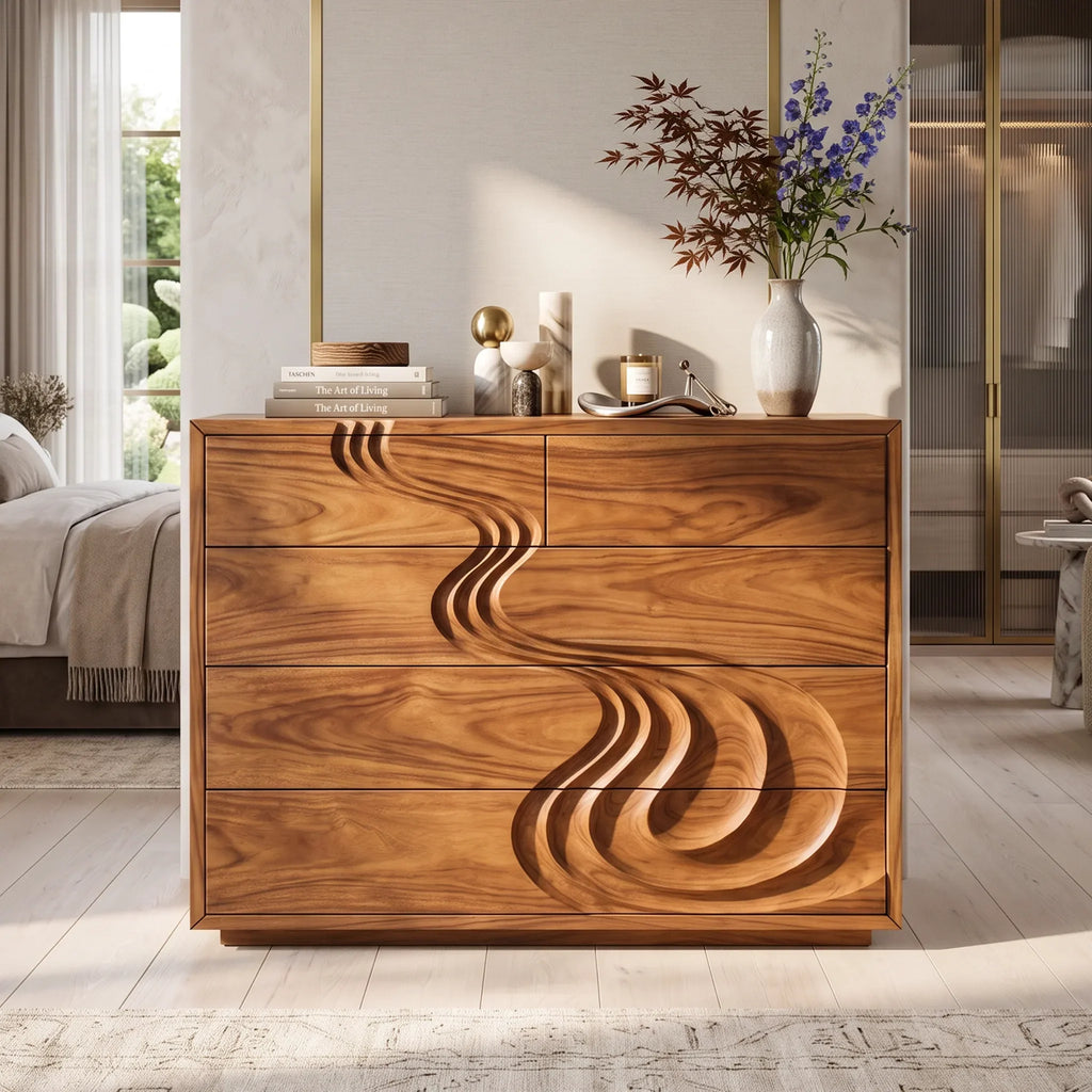 Contemporary Carved Bedroom Dresser For Master Suite - view 3