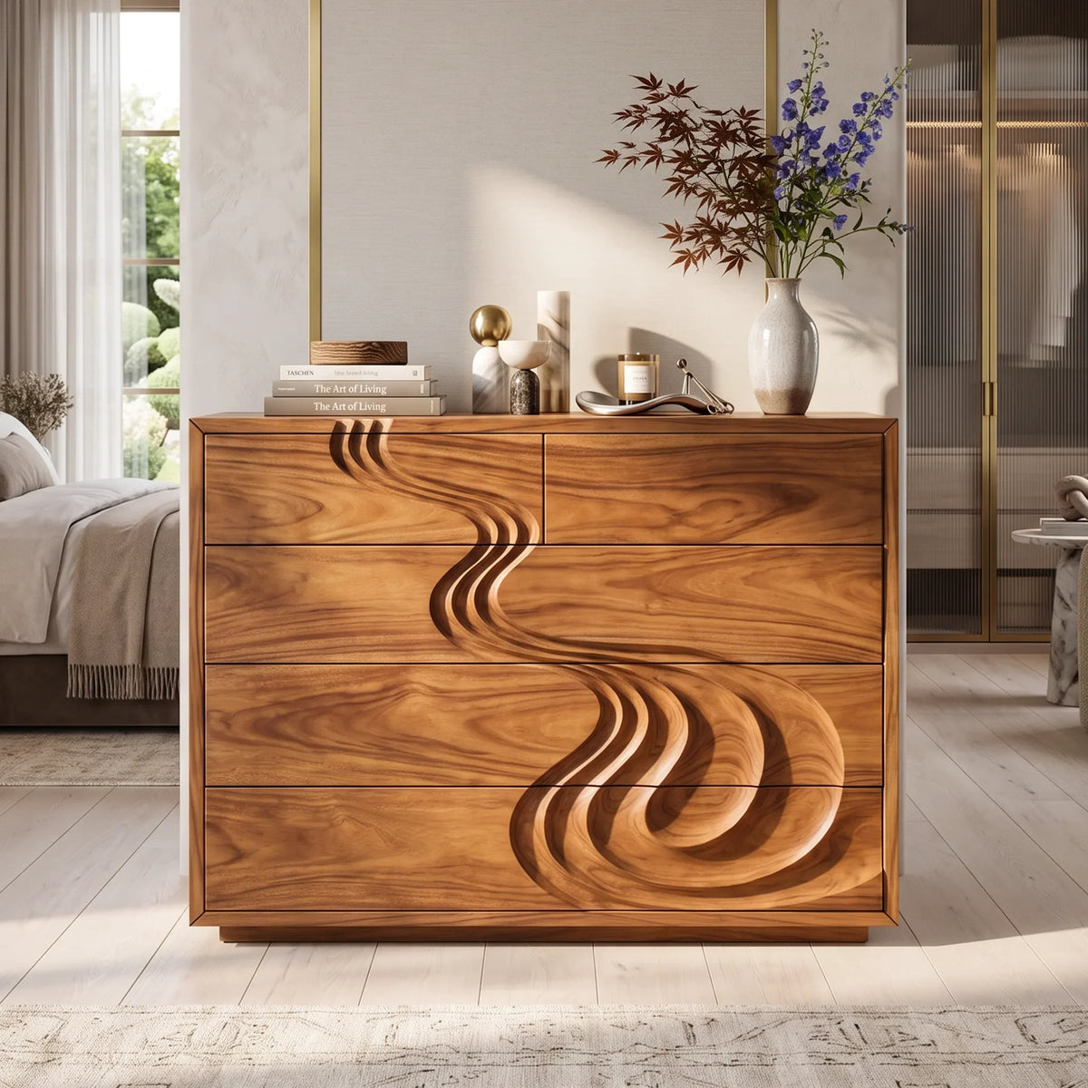 Contemporary Carved Bedroom Dresser For Master Suite - view 3