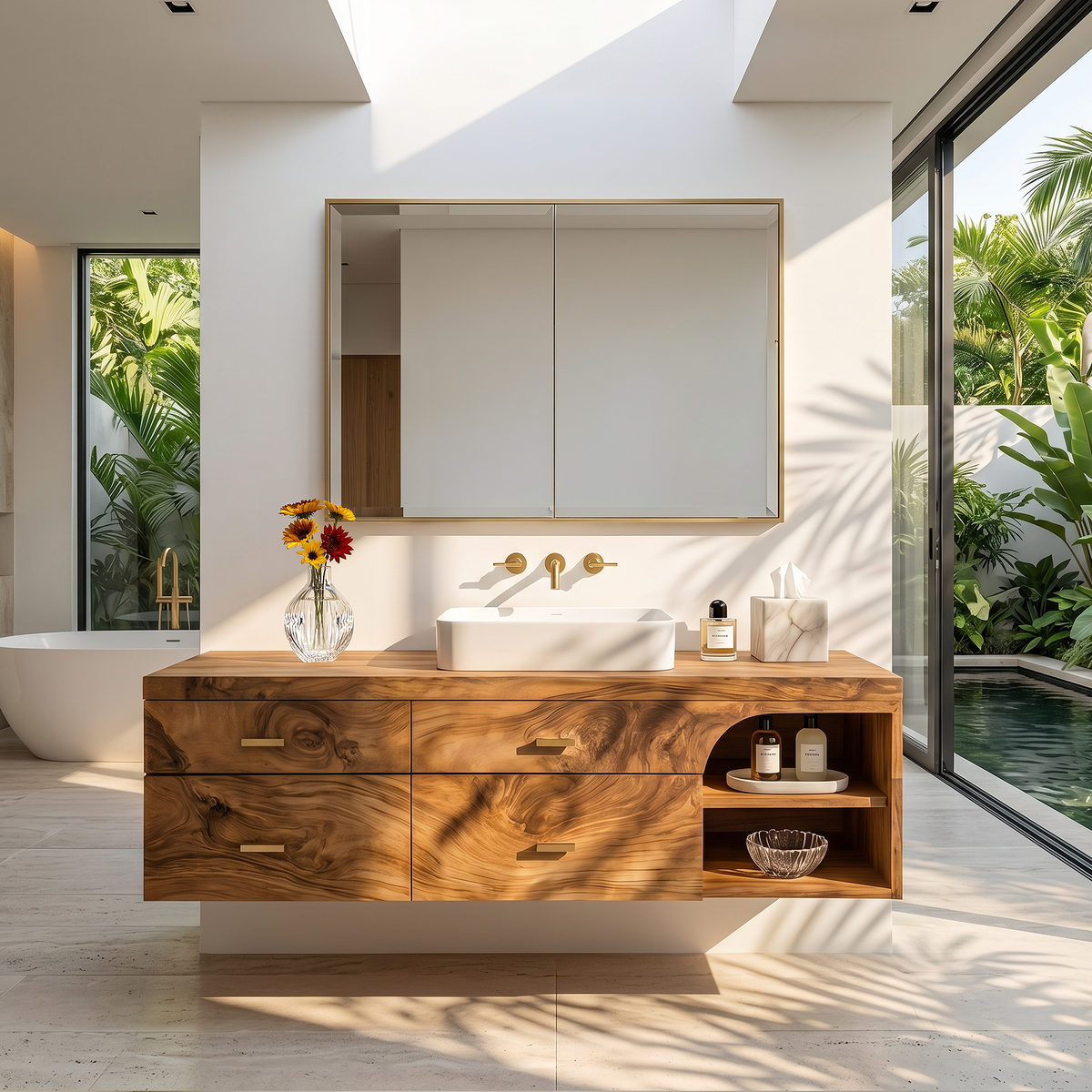 Farmhouse Bathroom Furniture With Floating Vanity - view 3