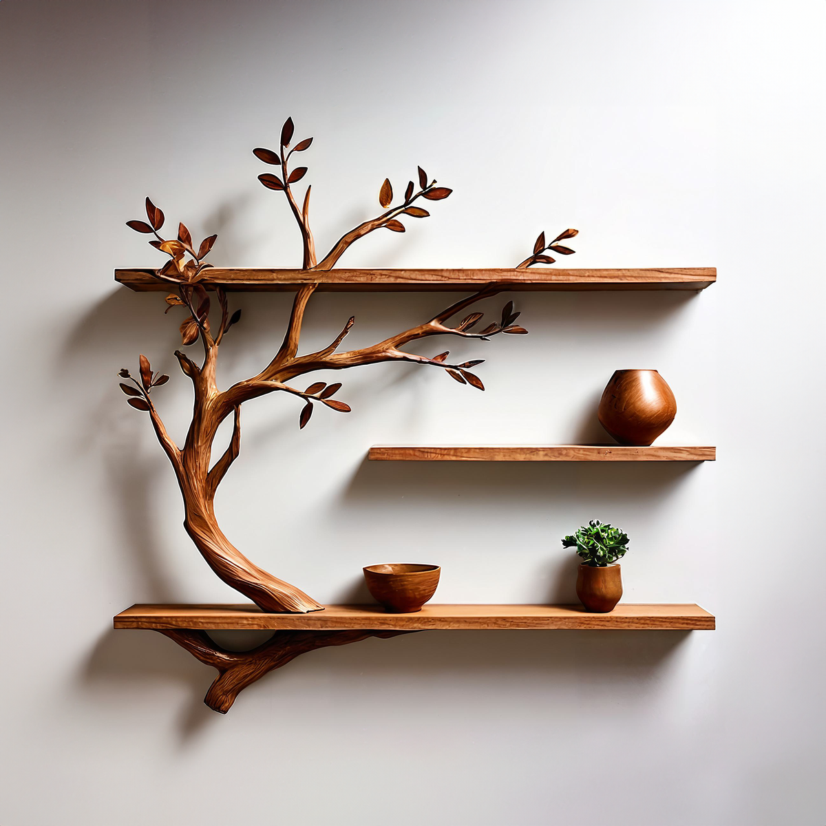 Custom Floating Bookshelf Driftwood Tree Branch Wall Mount - view 3