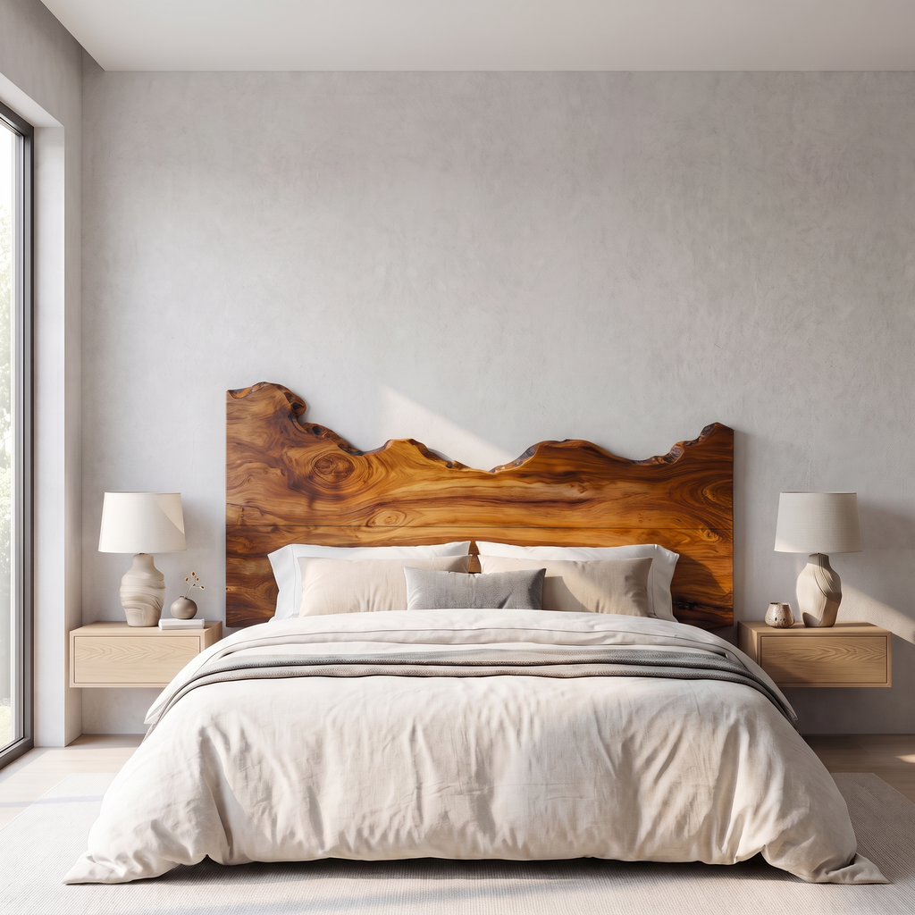 Contemporary Live Edge Wood Headboard For Bedroom - view 3