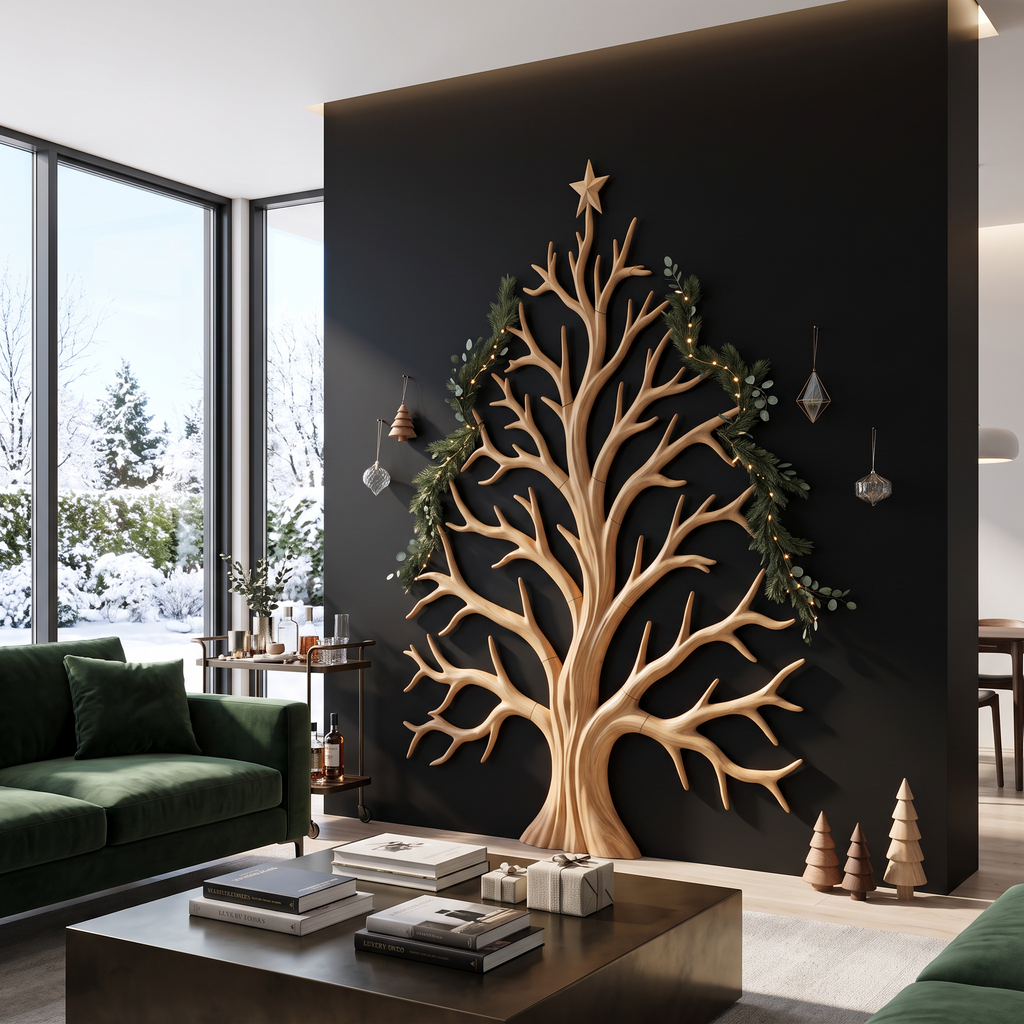 Contemporary Christmas Wall Decor With Artistic Tree Silhouette For Hallway - view 3