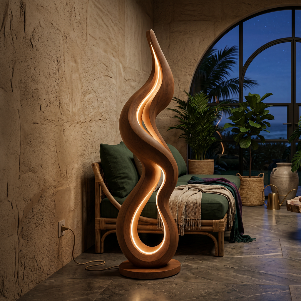 Contemporary Wave Lamp With Table For Living Room - view 3