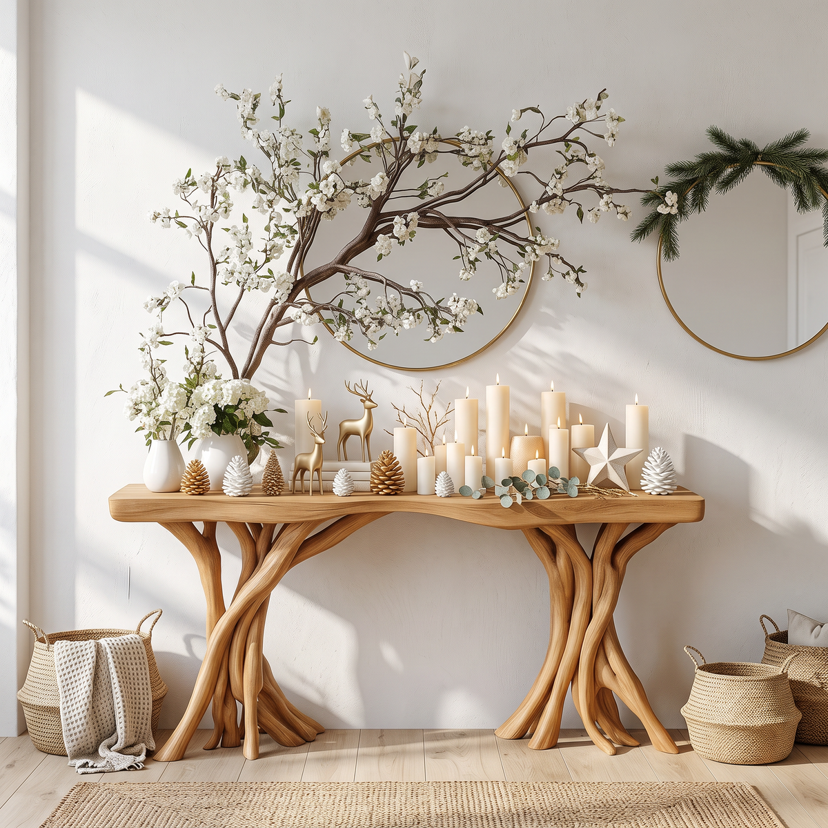 Driftwood Console Table Organic Wood Rustic Art Gift - view 3
