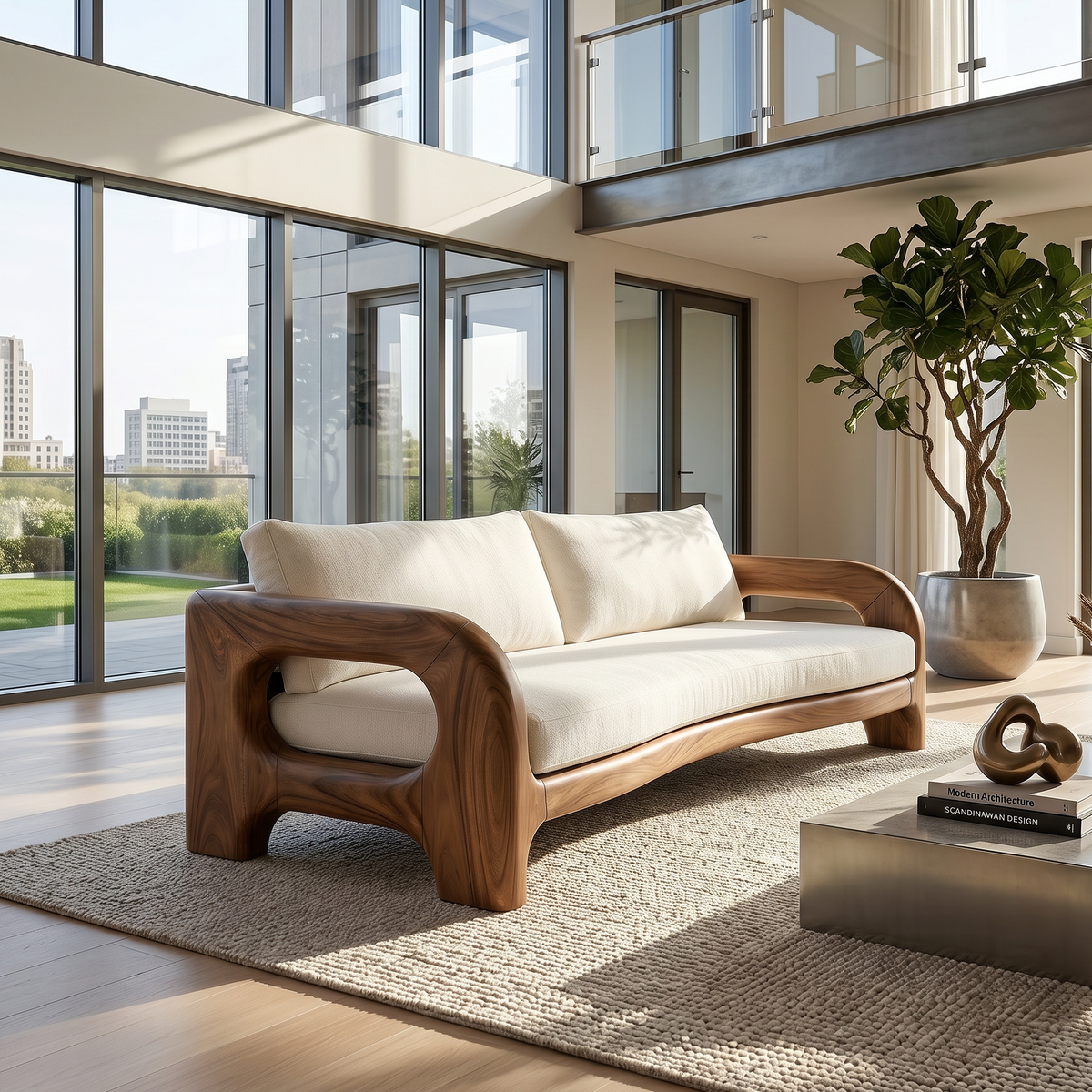 Contemporary Solid Wood Sofa With Architectural Frame For Modern Home - view 3