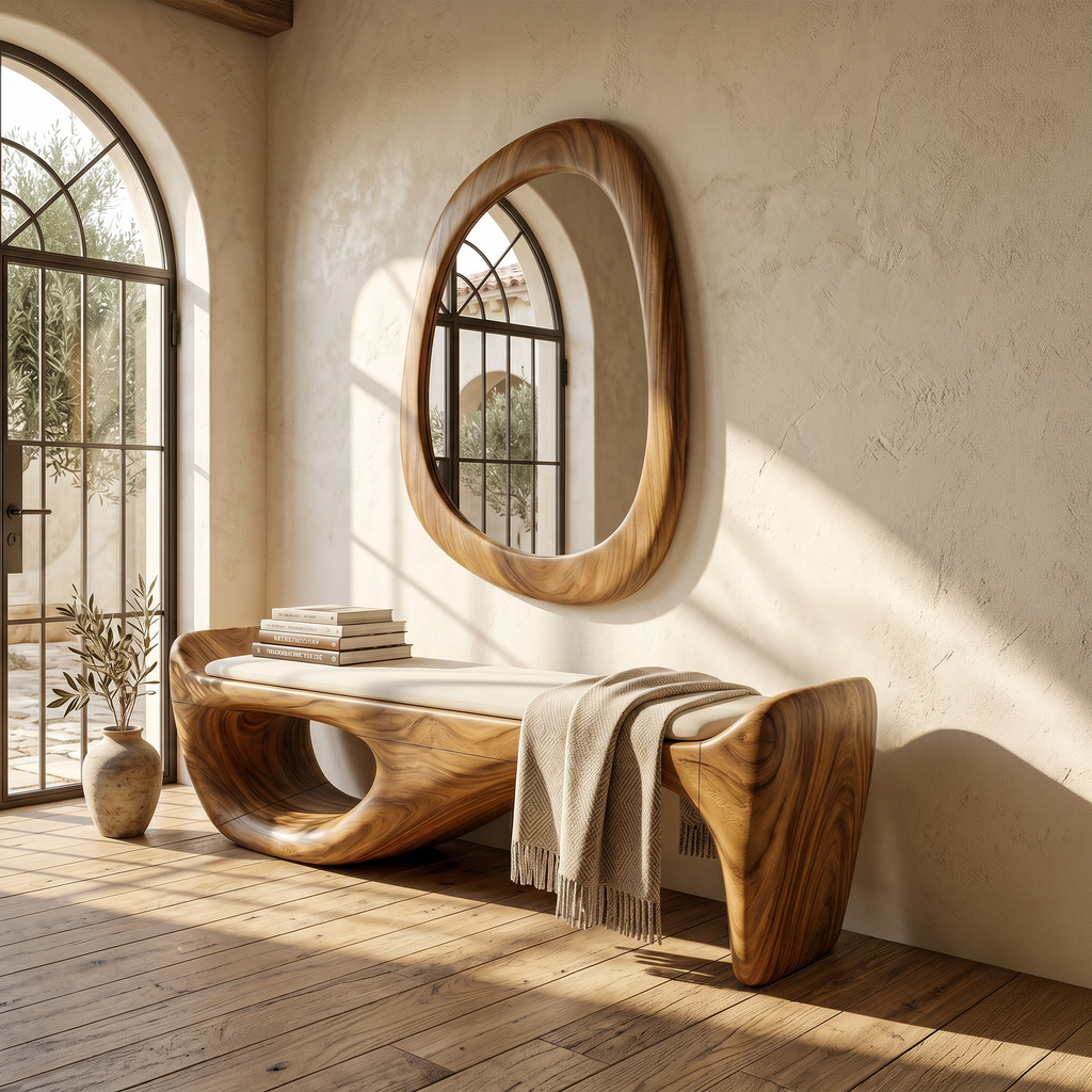 Designer Entryway Bench Organic Modern Home - view 3