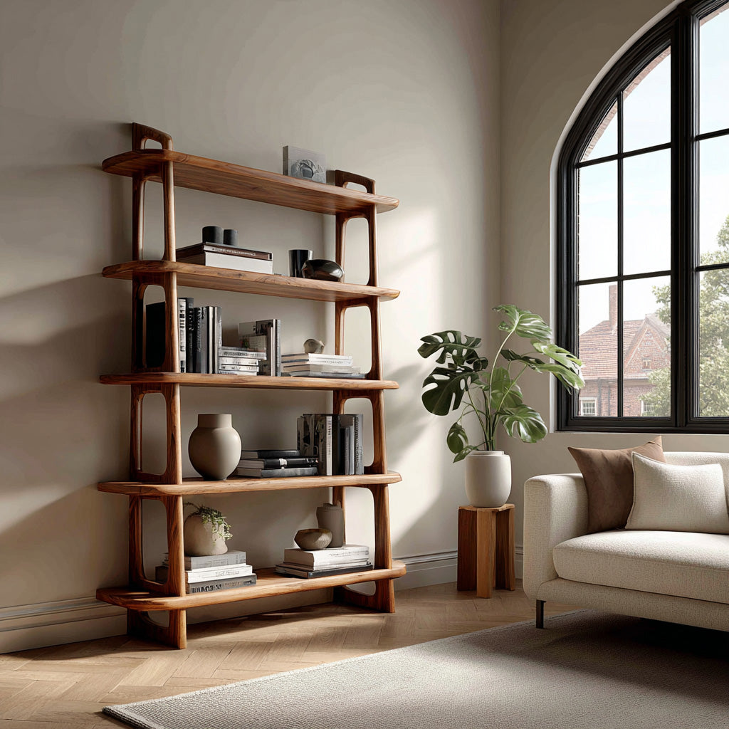 Contemporary Wooden Standing Shelf For Living Room Corner - view 3