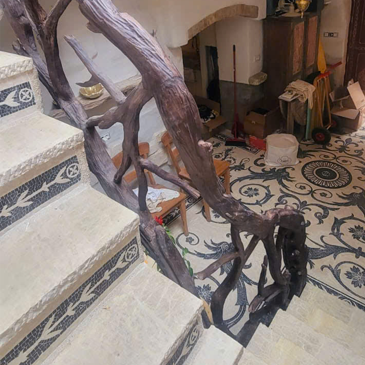 Elegant Wooden Branch And Leaf Stair Railing Custom Stair Railing Country Style - view 4