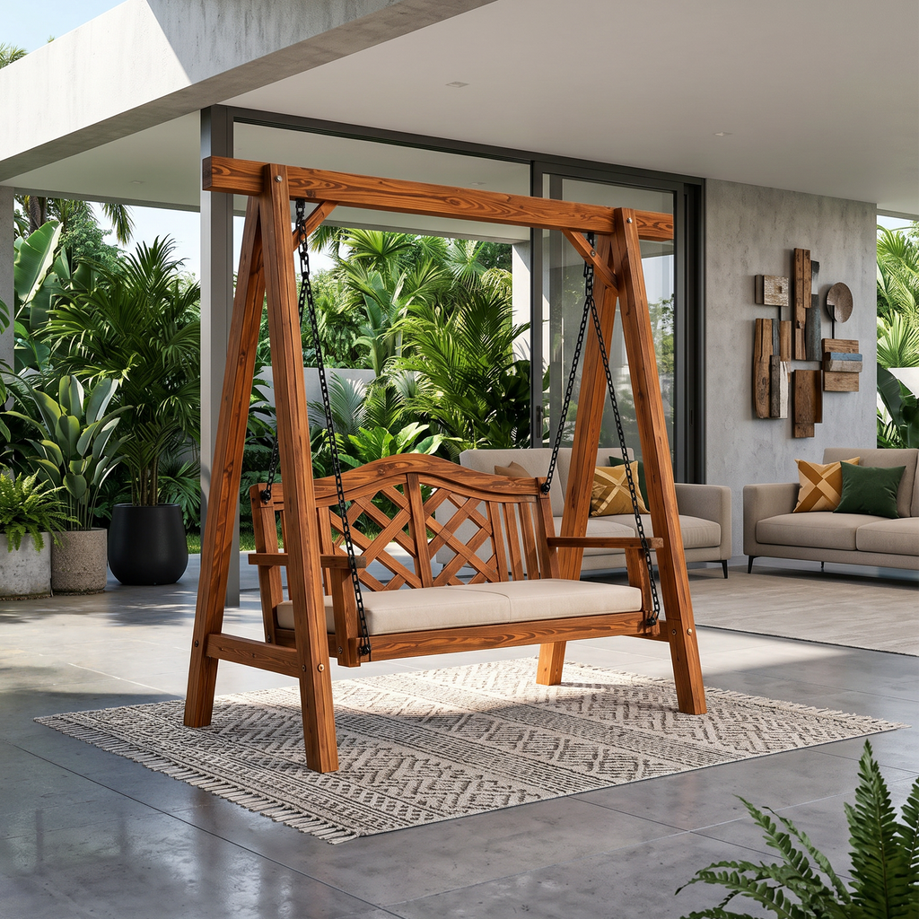 Contemporary Wooden Garden Swing Outdoor Living - view 3
