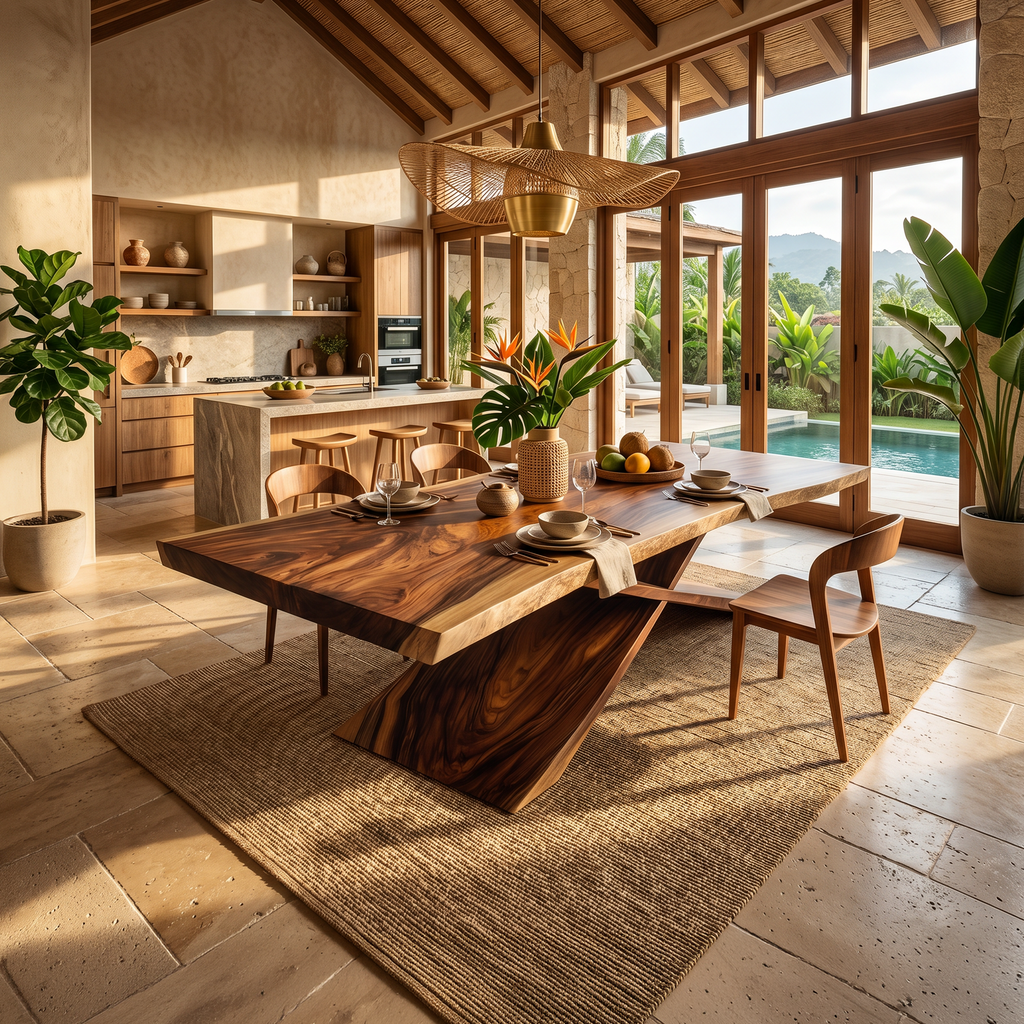 Contemporary Organic Live Edge Solid Wood Dining Table - view 3