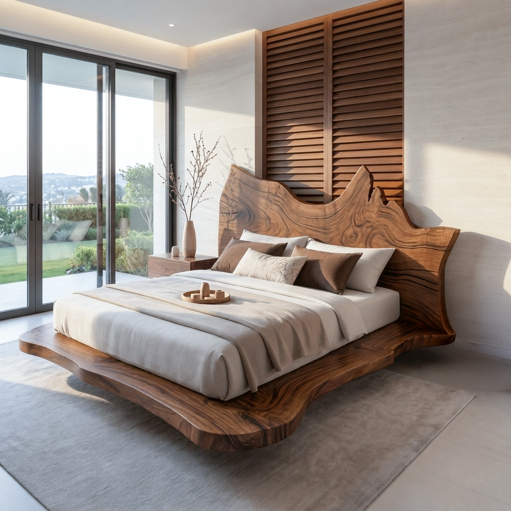 Contemporary Live Edge Bed Frame For Master Bedroom - view 3