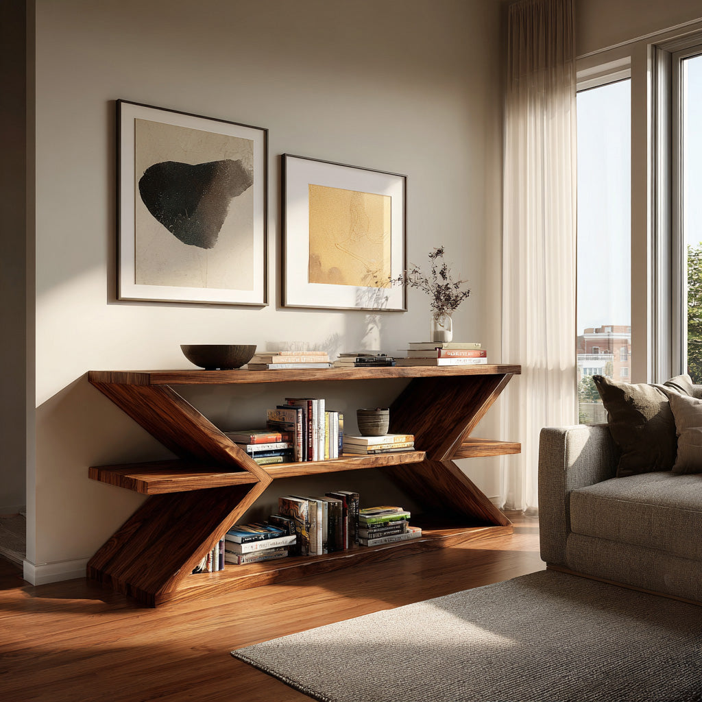 Contemporary Sculpture Wood Console Table For Modern Living Room - view 3