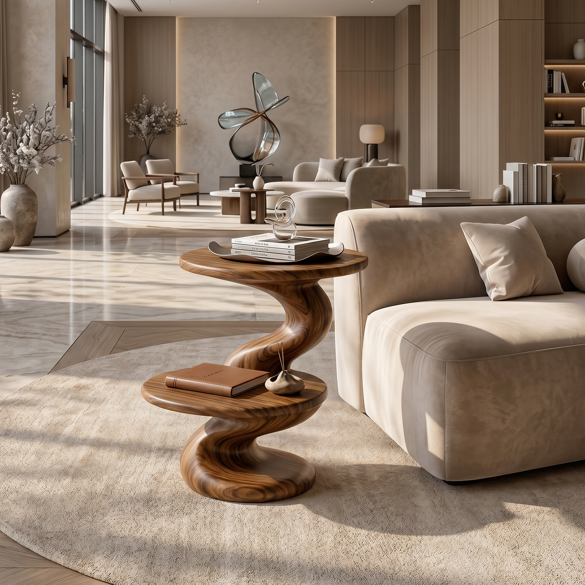 Contemporary Two Tier Side Table Modern Lounge - view 3