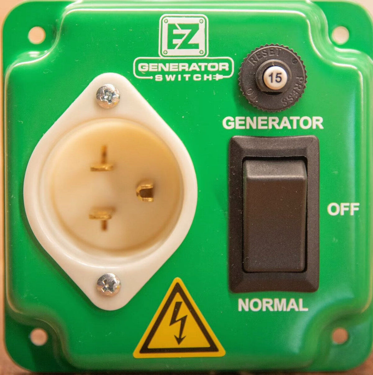 EZ Generator Switch 15A 125V Green Manual Transfer Electrical Switch