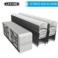 Lifetime Folding Table And Chair Set, 12 8-Foot Tables And 96 Chairs - Pack Of 108