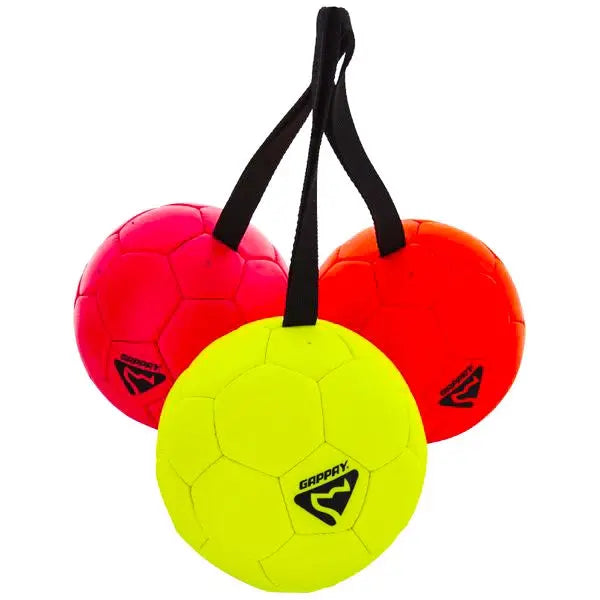 Gappay Leather Soccer Ball Tug Toy With Handle, 6.25 Inch Diameter, Organic Leather
