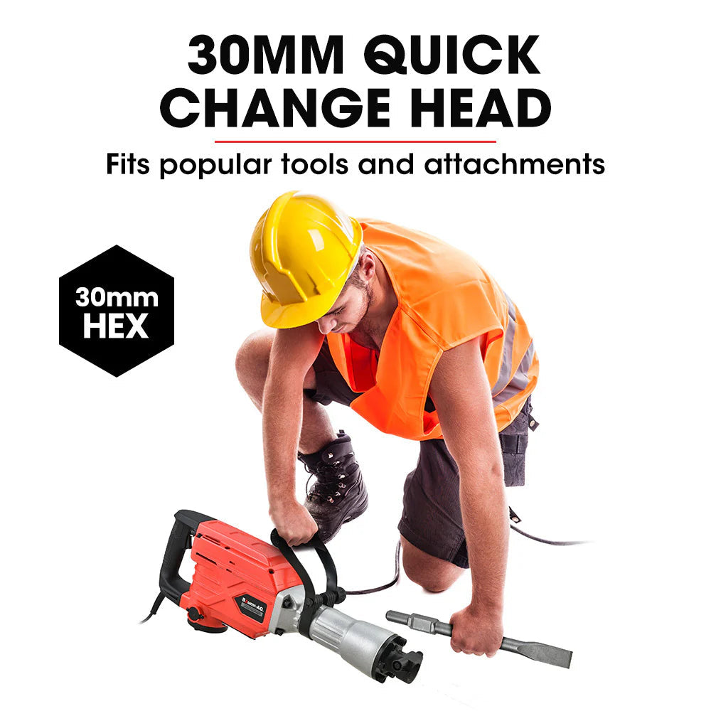 Baumr-AG Electric Demolition Jackhammer 2300W, 3 Chisels, Carry Case - BMJK-23S Mk II BAJHTL04A