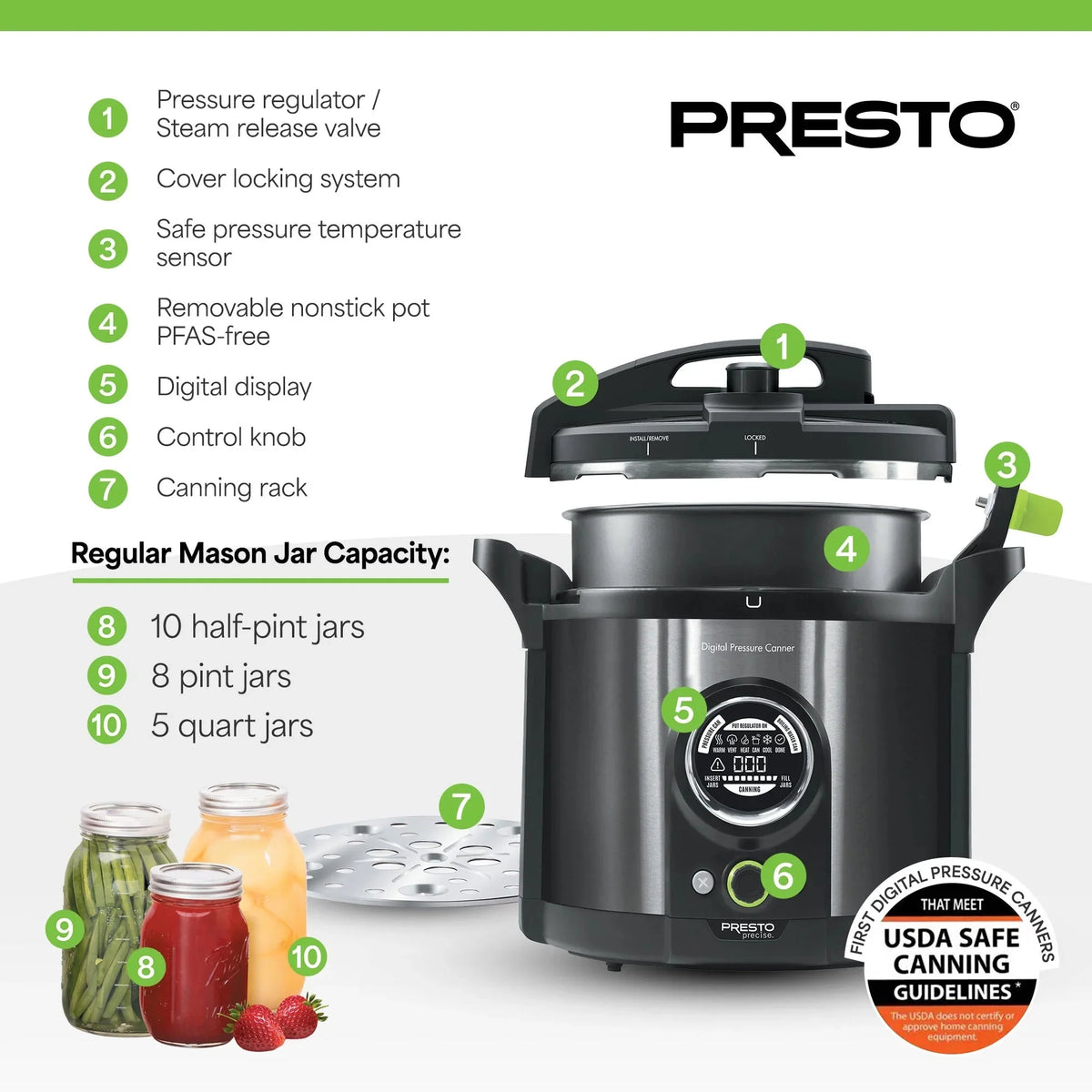 Presto Precise Digital Electric Pressure Canner, 12 Quarts - 02144