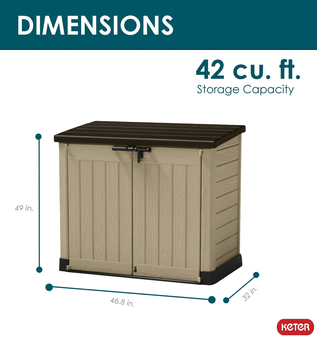 Keter Store It Out MAX Horizontal Resin Outdoor Storage Shed, Beige