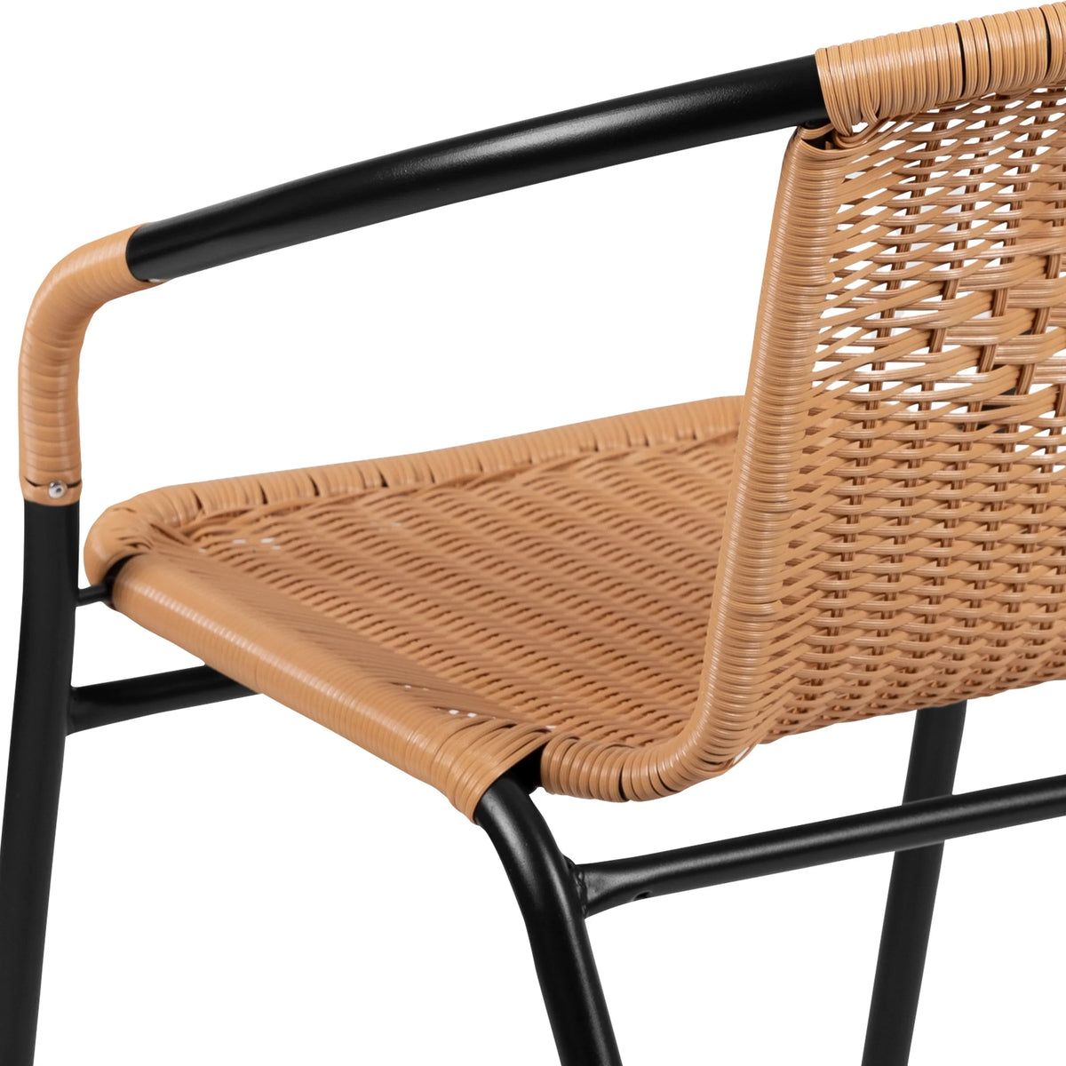 Emma + Oliver Indoor/Outdoor Stacking Rattan Patio Chairs, Set of 2, Gray