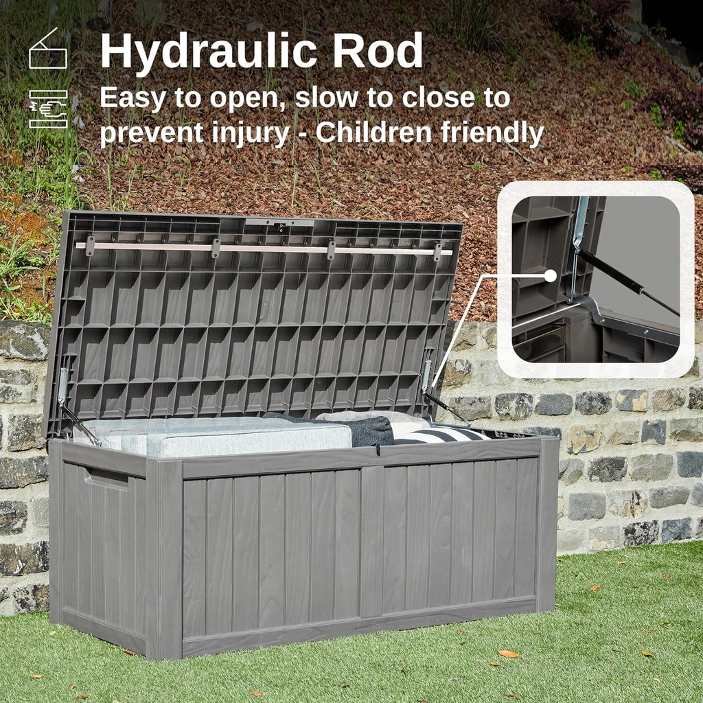 EAST OAK 230 Gallon Resin Deck Box, Grey - DB23005