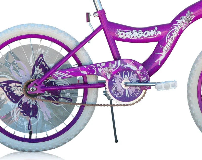 PlayWorld 20 in BMX S-Type Frame Kids' Bicycle With Coaster Brake, One Piece Crank, Purple Rims, White Tire - Purple