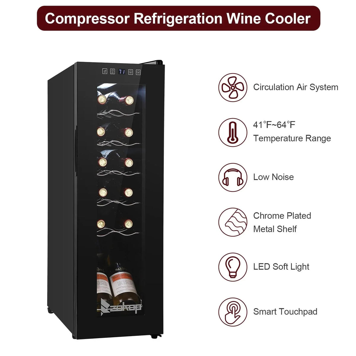 Ktaxon 18 Bottle Compressor Wine Cooler, 1.8 Cu.Ft, 52L - Freestanding