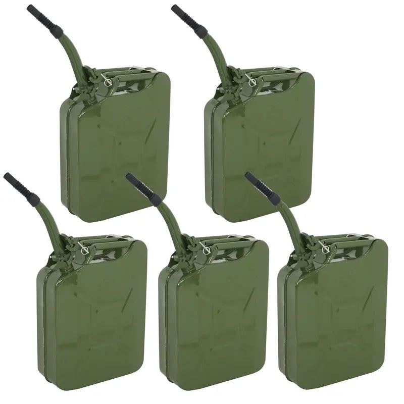 ZENY 5 Gallon Steel Jerry Can Fuel Tank With Extension Spout - 5PCS