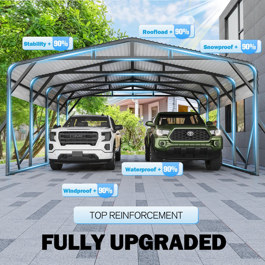 MUCHANT Heavy-Duty Carport, 12' x 20', Galvanized Steel Roof
