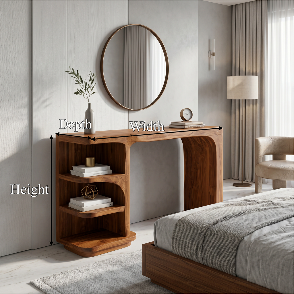 Contemporary Dressing Table With Waterfall Wood Structure For Bedroom - view 8