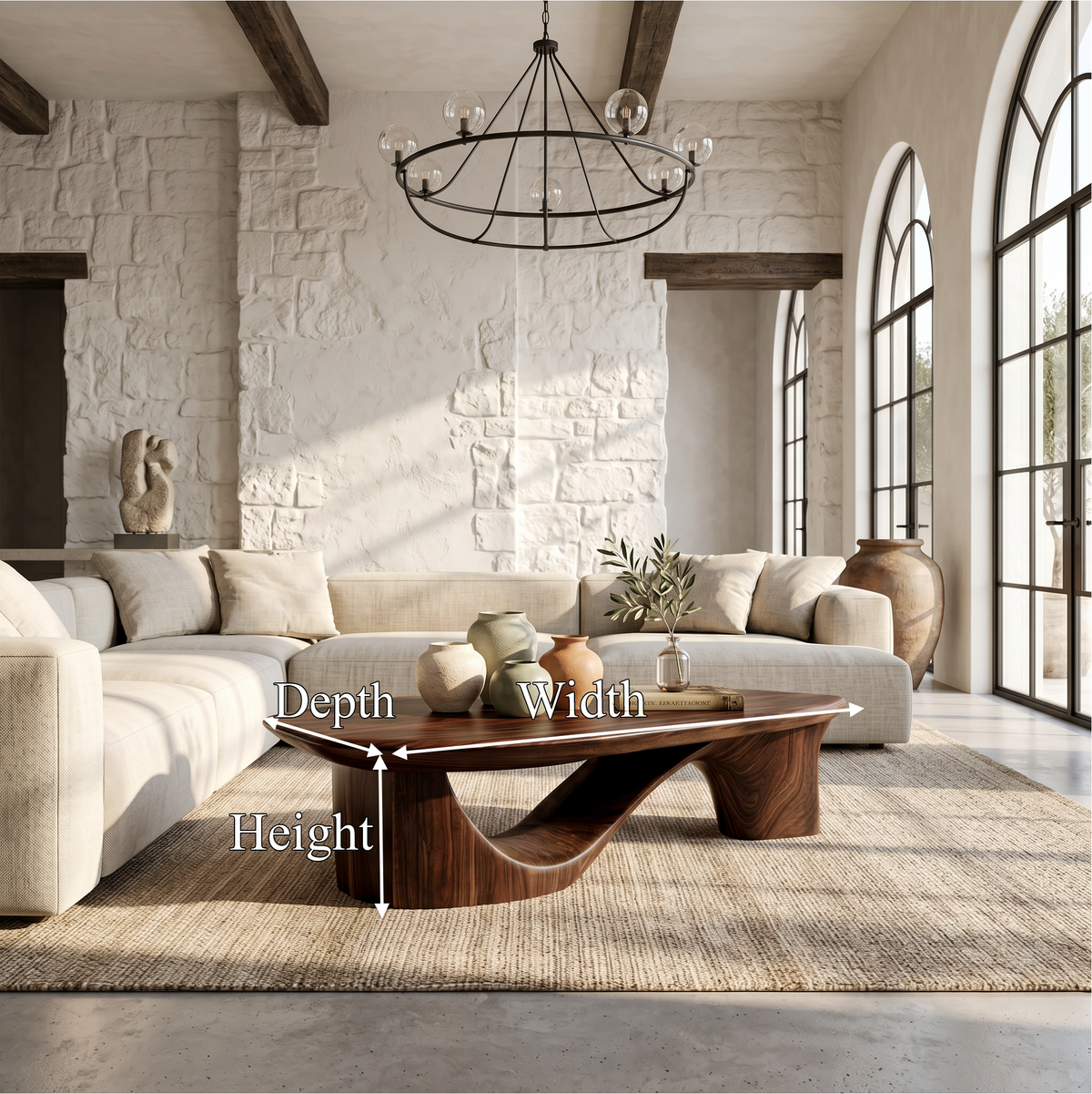 Contemporary Coffee Table With Sculptural Wooden Base For Living Room - view 8