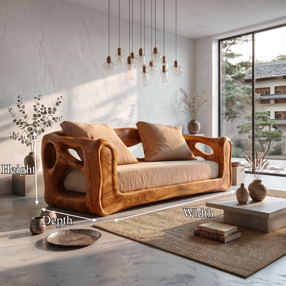 Contemporary Sofa Frame With Organic Flowing Wood Design For Living Room - view 8
