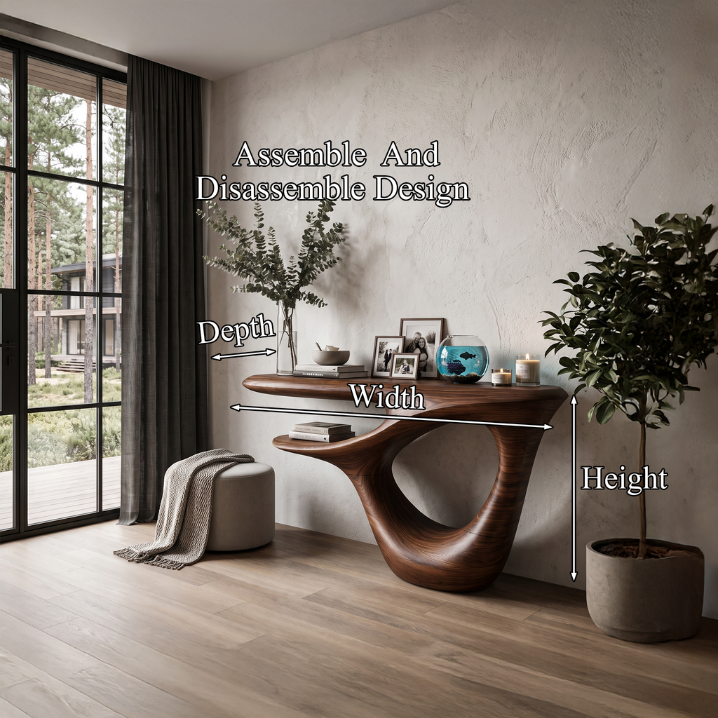 Contemporary Console Table With Artistic Open Frame Base For Foyer And Hallway - view 8