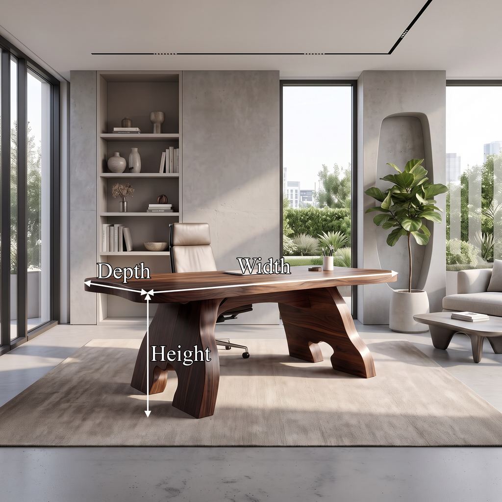 Contemporary Halloween Office Desk With Natural Edge Top For Home Office - view 8