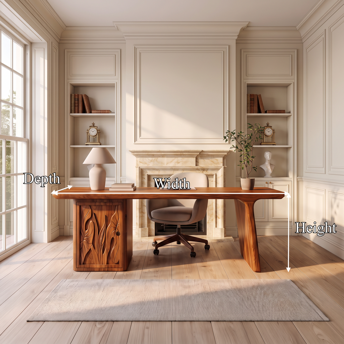 Contemporary Executive Desk With Side Storage Cabinet For Home Office - view 8