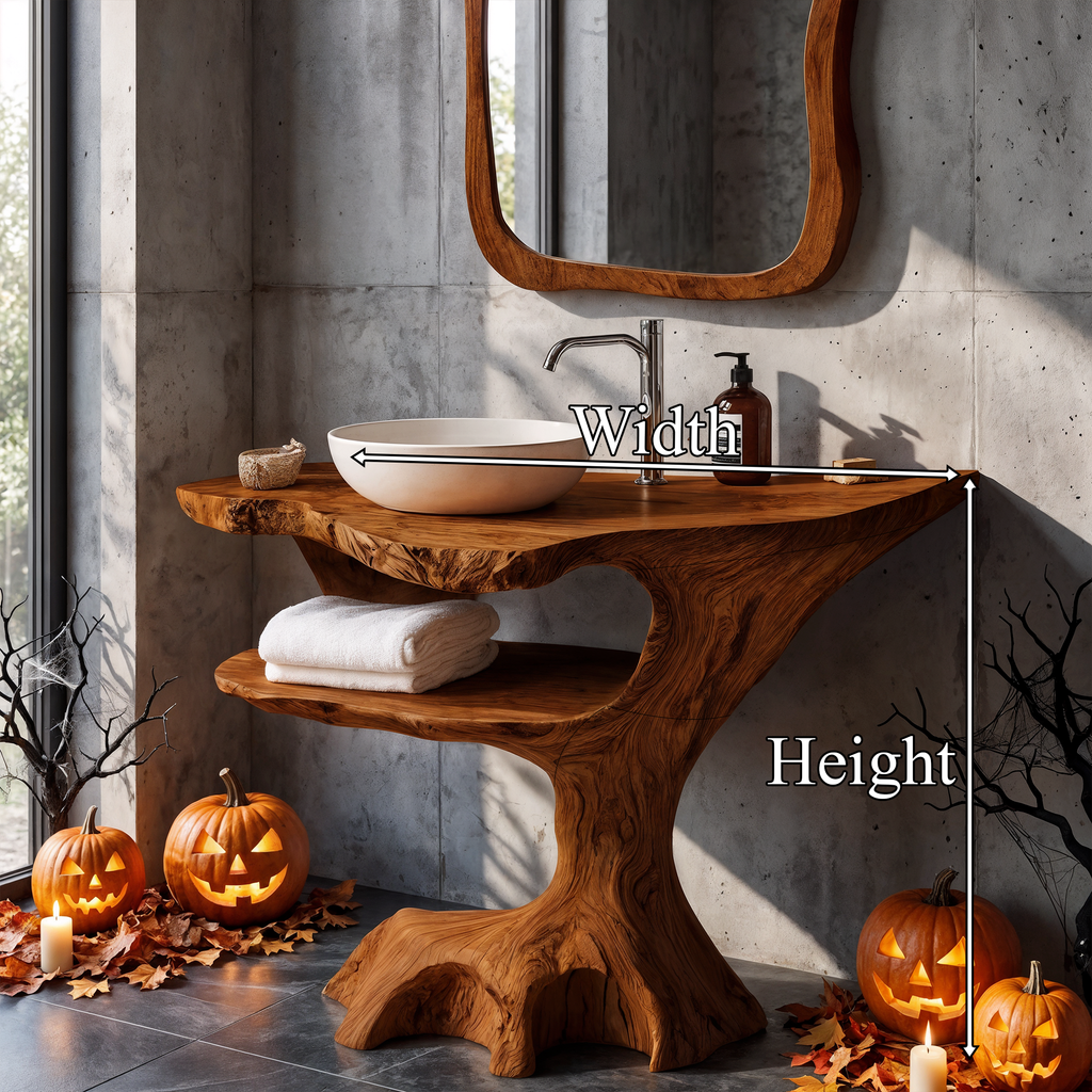 Contemporary Halloween Single Bathroom Vanity With Sculptural Branch Support For Bathroom - view 8