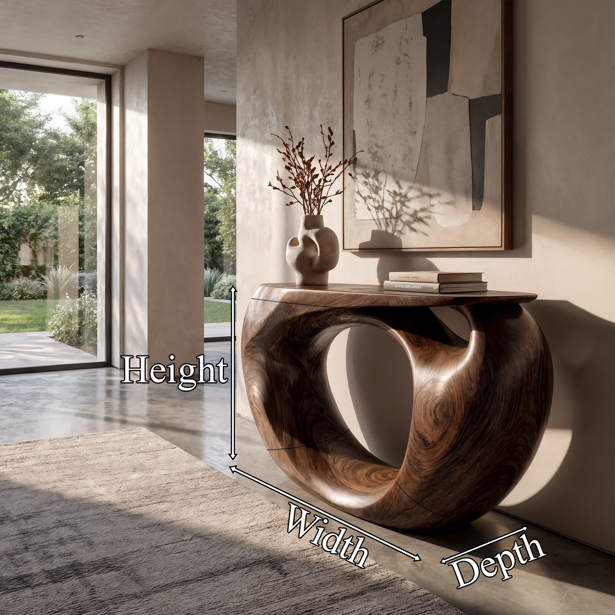 Console Table Organic Hollow Base Design For Entryway - view 8