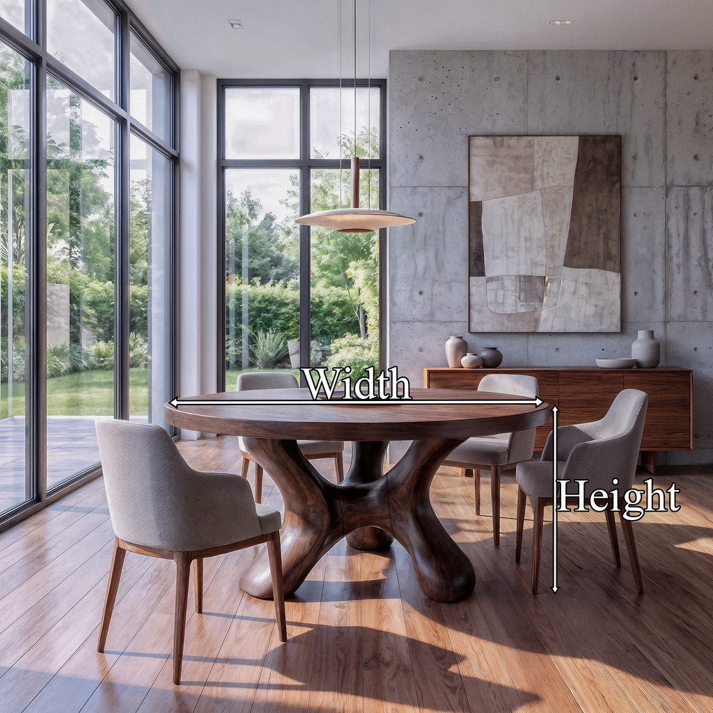 Contemporary Round Dining Table With Flowing Crossed Design For Dining Room And Living - view 8