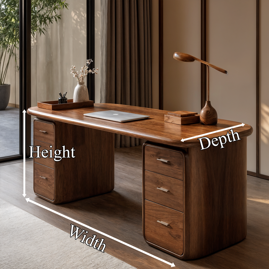 Contemporary Wood Desk With Built In Drawers For Home Office - view 8