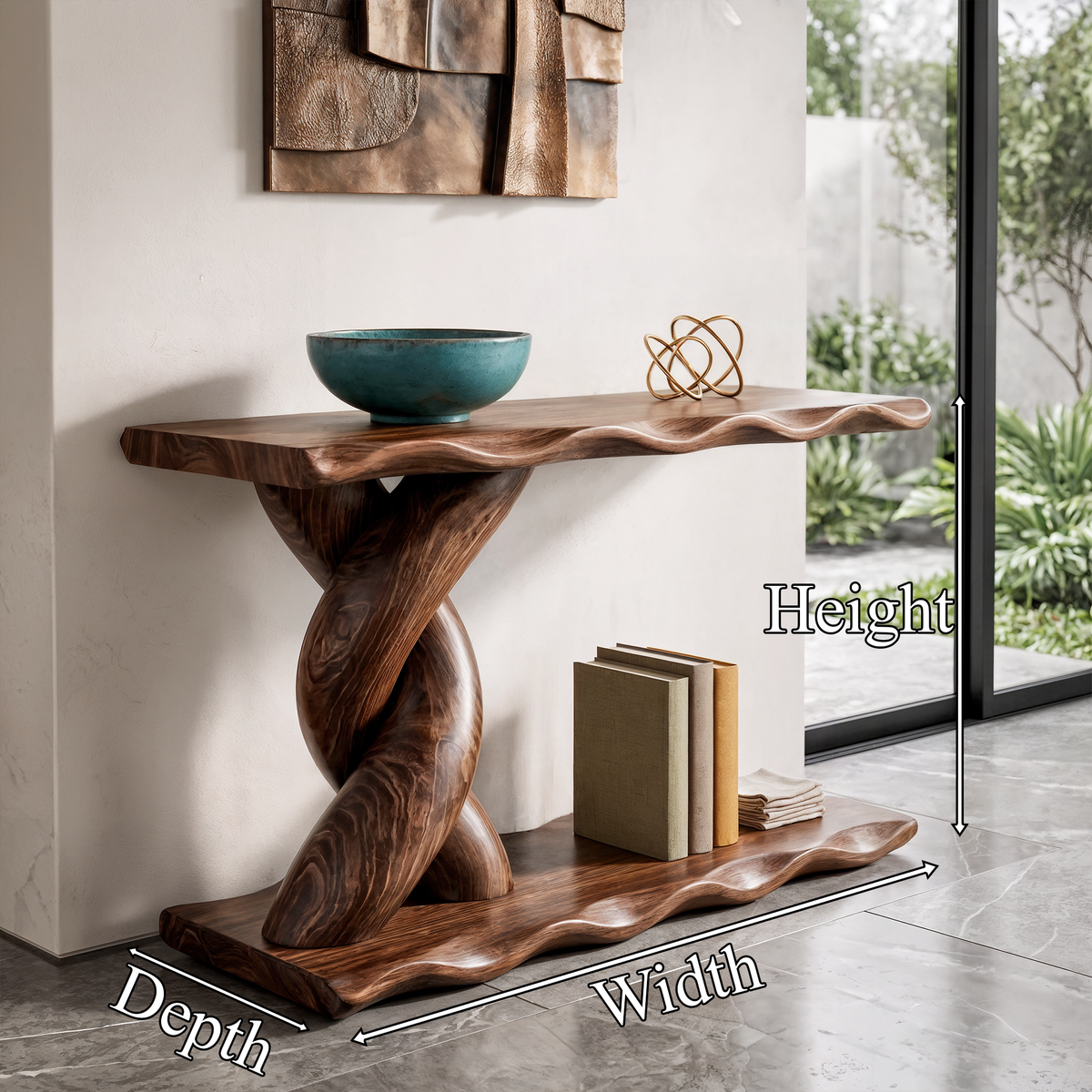 Contemporary Console Table With Spiral Base And Lower Display Shelf For Living Room - view 8
