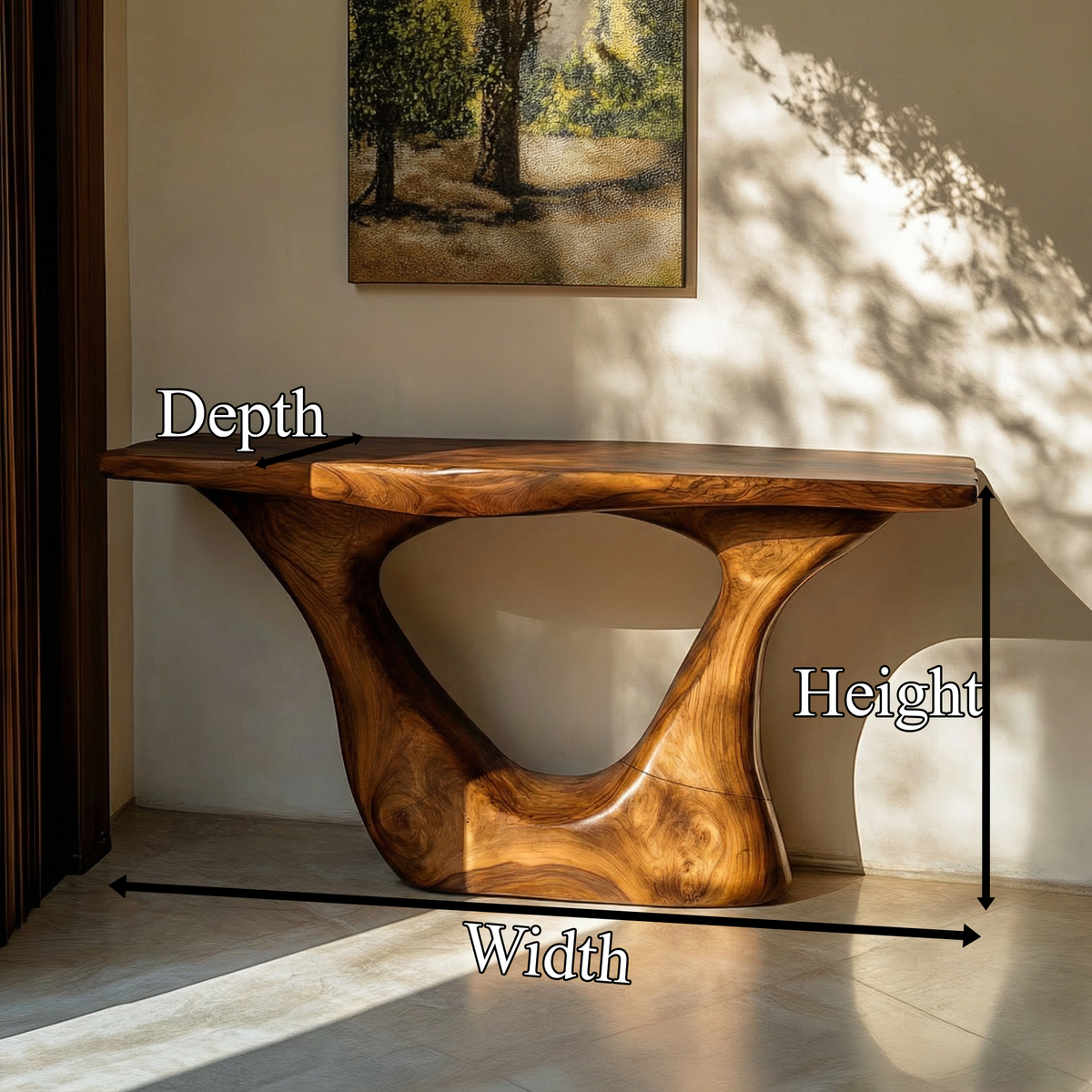 Contemporary Organic Sculptural Console Table For Entryway And Living Room Space - view 8