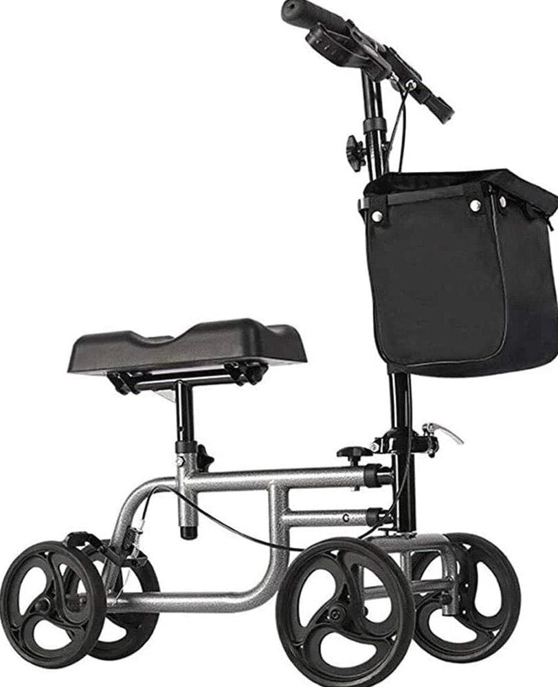 All Terrain Knee Scooter Walker With 4 8-Inch Wheels And Storage Bags