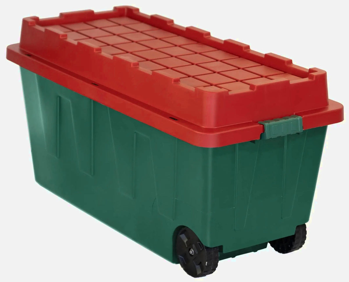 CenTrex 64-Gallon Green Holiday Rolling Storage Tote With Latching Lid - 21.1 x 23.2 x 46.5