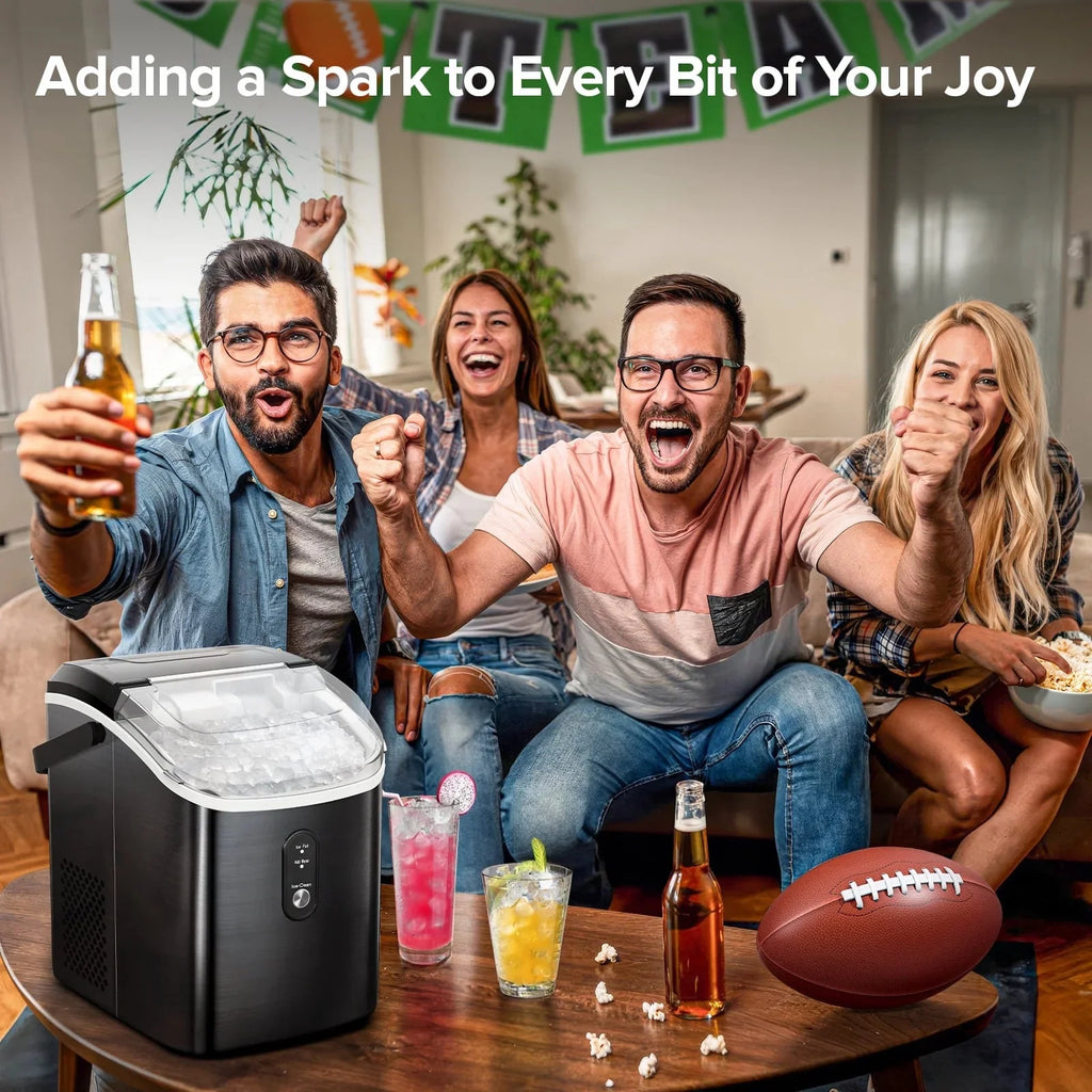 Auseo Countertop Nugget Ice Maker, 35Lbs/24H, 1.1L, Stainless Steel Silver - Self-Cleaning