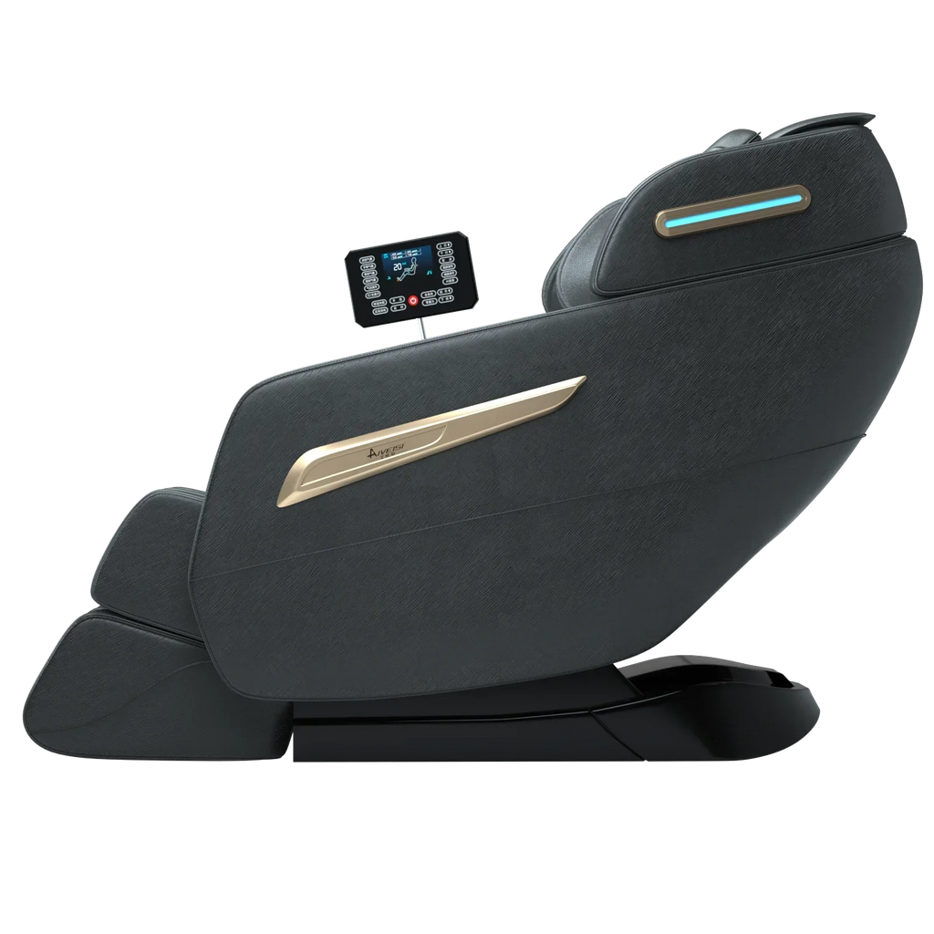 4D Zero Gravity Full Body Shiatsu Massage Chair With 58in SL Track - Premium Black Leather