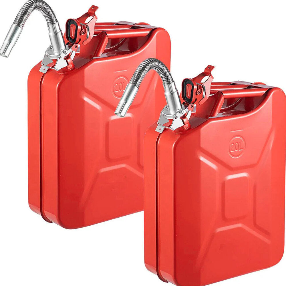 VEVOR Steel Jerry Fuel Can 5.3 Gallon/20 L, 2 Count, Red - 2X20LRED